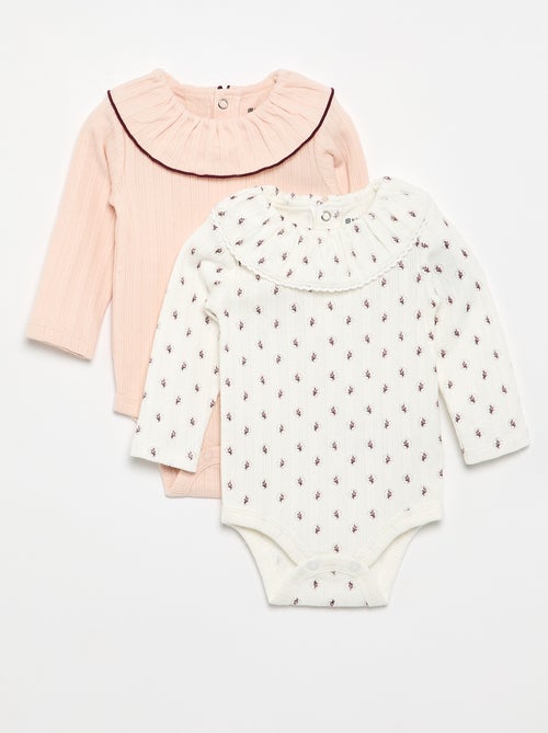 Lot de 2 bodies avec col fantaisie - Kiabi