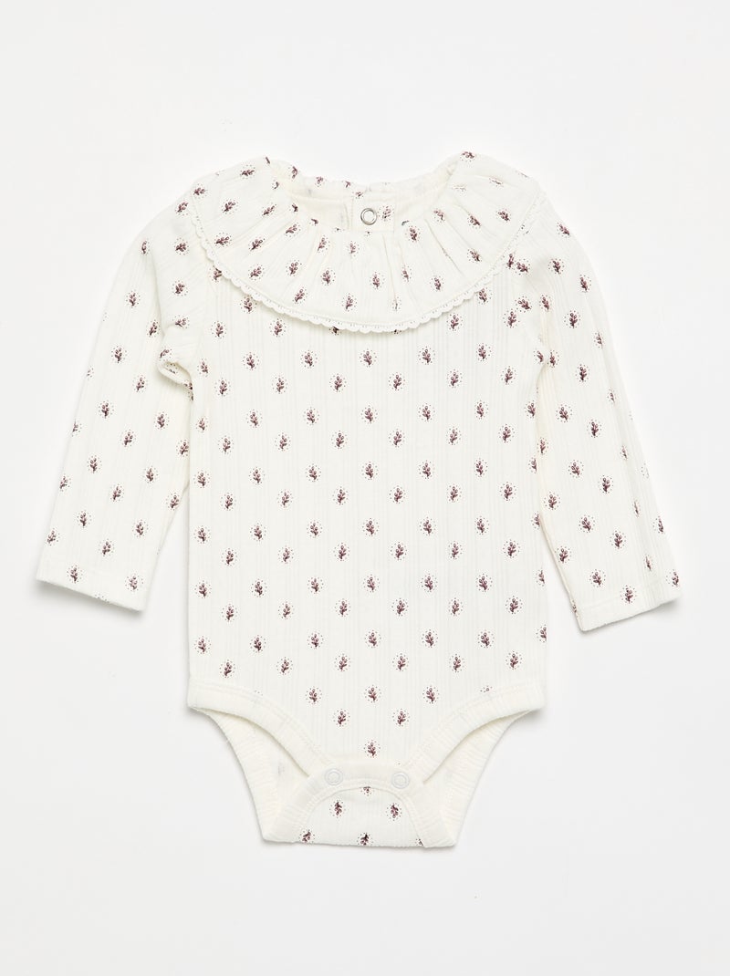 Lot de 2 bodies avec col fantaisie Blanc - Kiabi