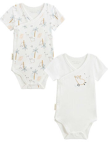Lot de 2 bodies b?b? manches courtes ouverture crois?e Noisette