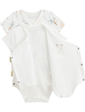 Lot de 2 bodies b?b? manches courtes ouverture crois?e Noisette