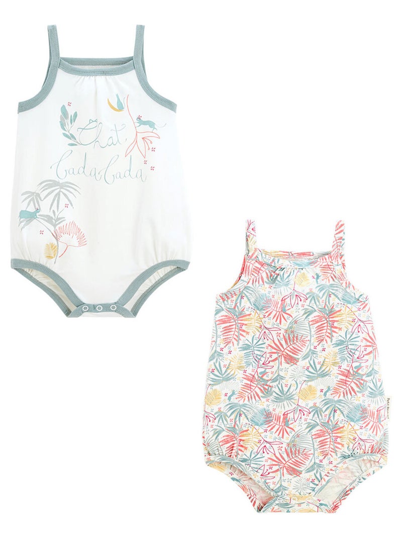 Lot de 2 bodies bébé à bretelles Chat bada bada Multicolore - Kiabi