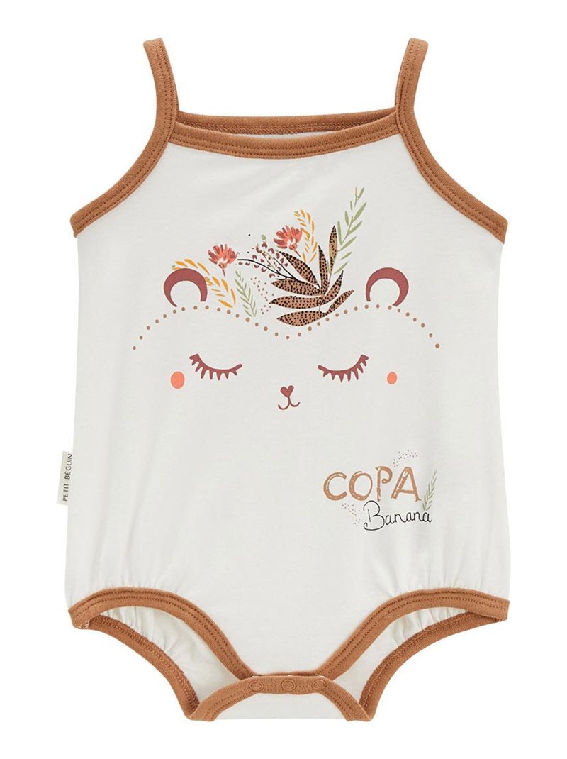 Lot de 2 bodies bébé à bretelles Copa Banana Ecru - Kiabi