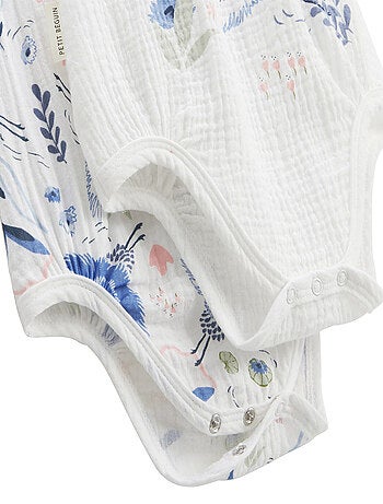 Lot de 2 bodies bébé à bretelles en gaze de coton Tiana