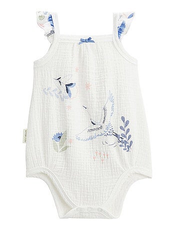 Lot de 2 bodies bébé à bretelles en gaze de coton Tiana