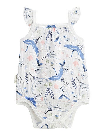Lot de 2 bodies bébé à bretelles en gaze de coton Tiana