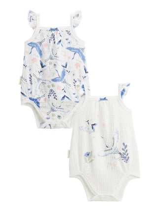 Lot de 2 bodies bébé à bretelles en gaze de coton Tiana