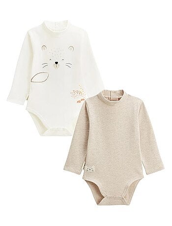 Lot de 2 bodies bébé col roulé manches longues Cracotte