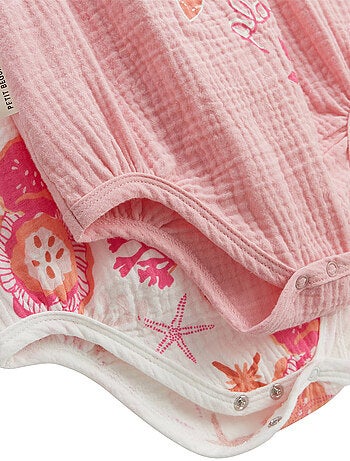 Lot de 2 bodies bébé en gaze de coton Bahamas