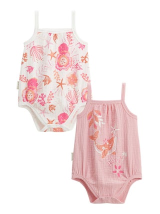 Lot de 2 bodies bébé en gaze de coton Bahamas
