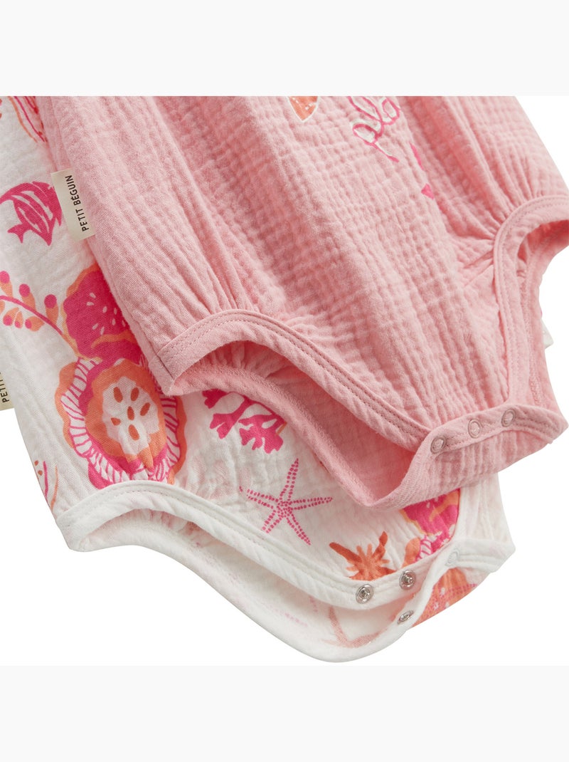 Lot de 2 bodies bébé en gaze de coton Bahamas Rose - Kiabi