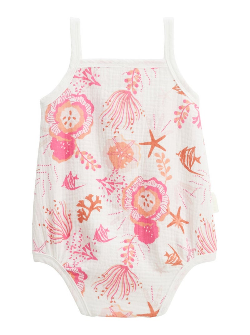 Lot de 2 bodies bébé en gaze de coton Bahamas Rose - Kiabi