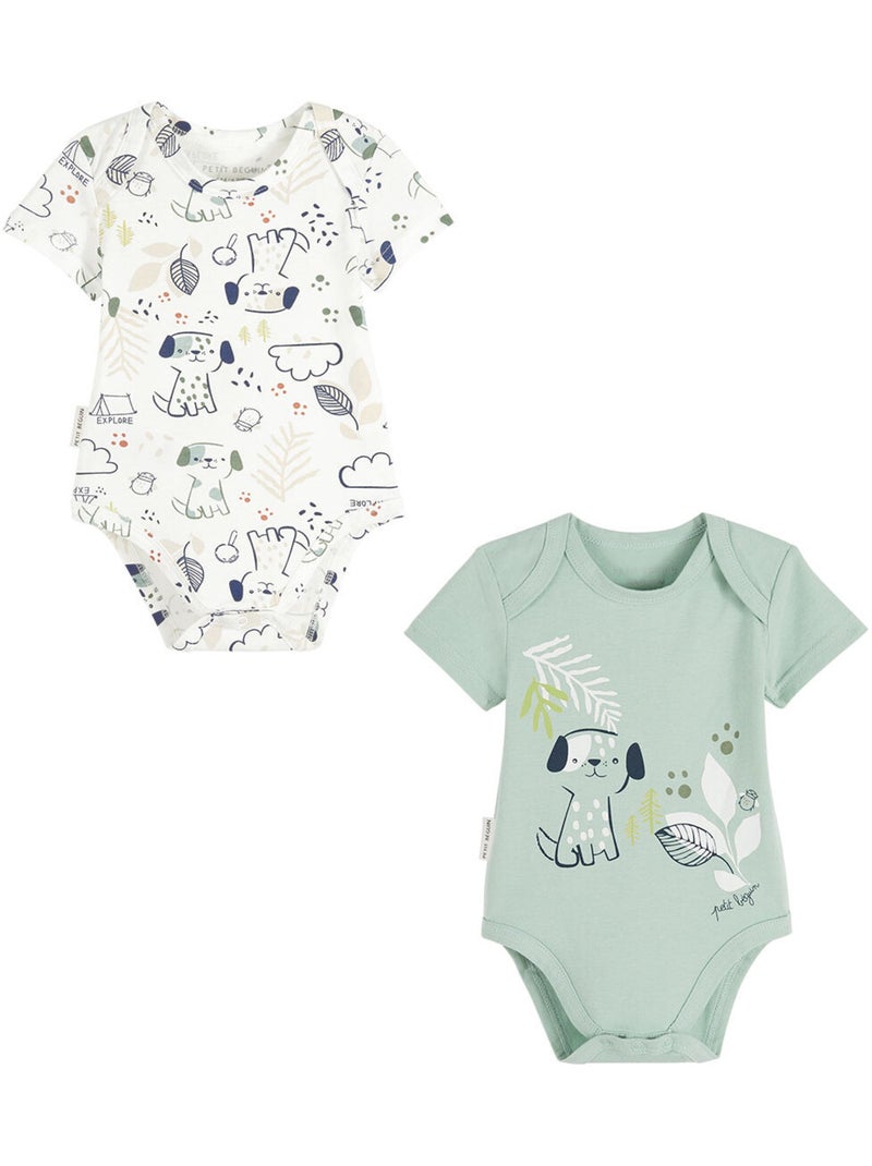 Lot de 2 bodies bébé manches courtes Elliot Vert - Kiabi
