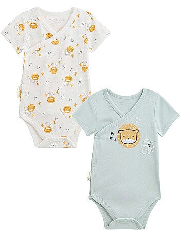 Lot de 2 bodies bébé manches courtes ouverture croisée Elio