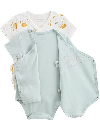 Lot de 2 bodies bébé manches courtes ouverture croisée Elio