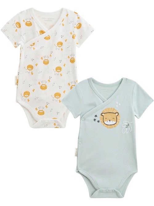 Lot de 2 bodies bébé manches courtes ouverture croisée Elio - Kiabi