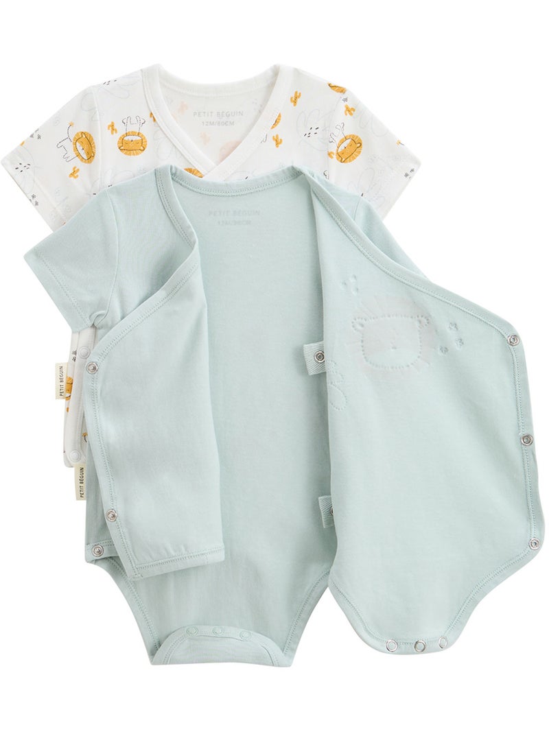Lot de 2 bodies bébé manches courtes ouverture croisée Elio Bleu - Kiabi
