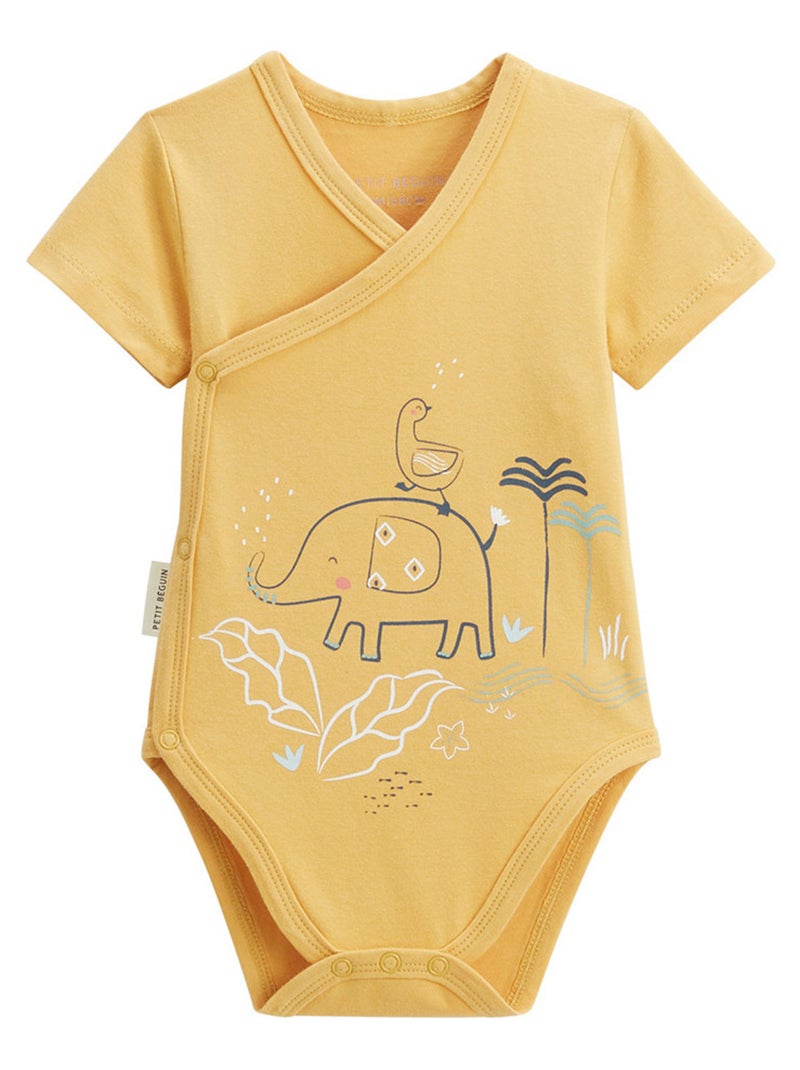 Lot de 2 bodies bébé manches courtes ouverture croisée Hawaiki Jaune - Kiabi