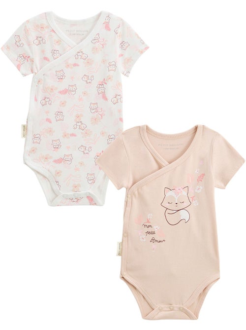 Lot de 2 bodies bébé manches courtes ouverture croisée Louison - Kiabi
