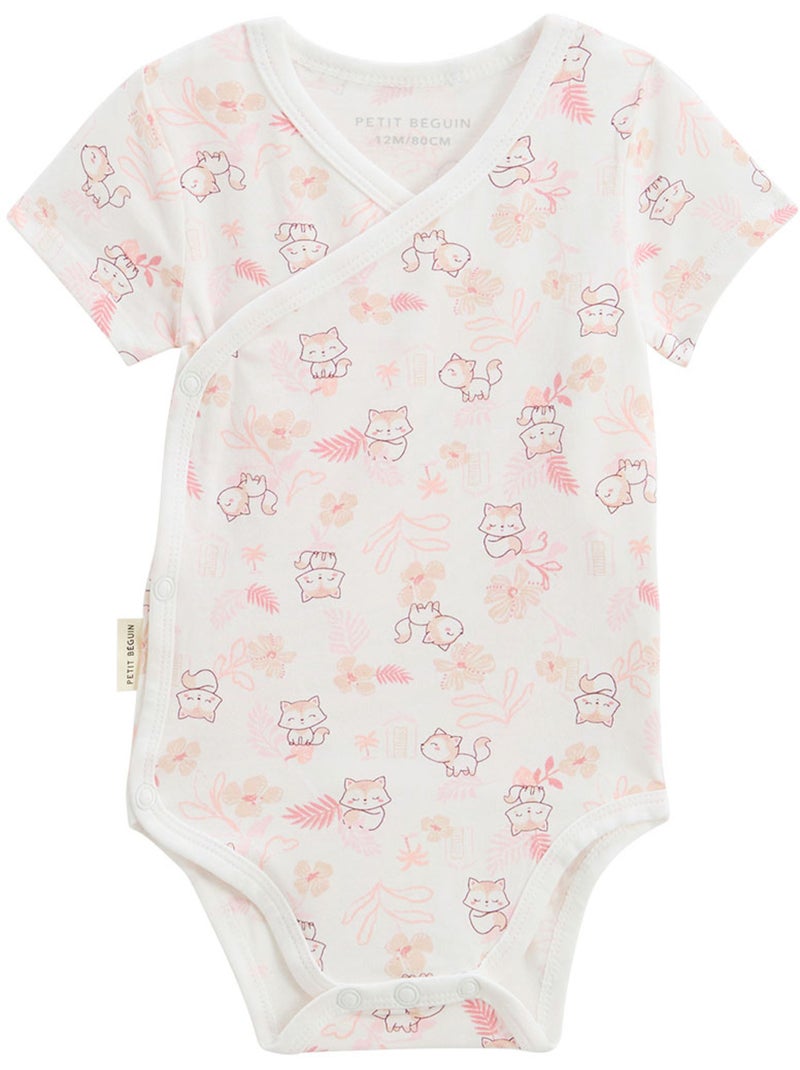 Lot de 2 bodies bébé manches courtes ouverture croisée Louison Rose - Kiabi
