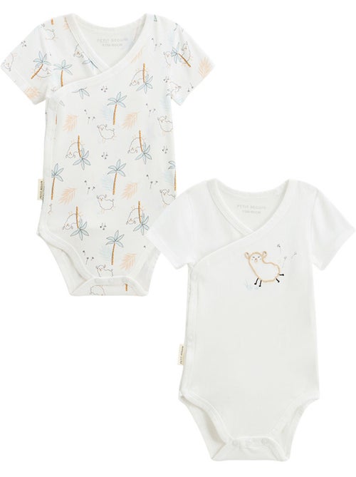 Lot de 2 bodies bébé manches courtes ouverture croisée Noisette - Kiabi Lot de 2 bodies bébé manches courtes ouverture croisée Noisette - Kiabi