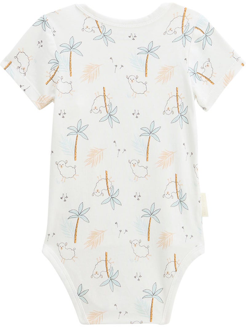 Lot de 2 bodies bébé manches courtes ouverture croisée Noisette Ecru - Kiabi