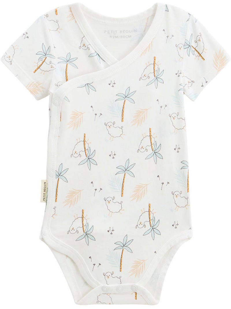 Lot de 2 bodies bébé manches courtes ouverture croisée Noisette Ecru - Kiabi