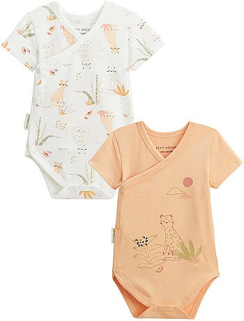 Lot de 2 bodies bébé manches courtes ouverture croisée Sierra
