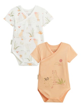 Lot de 2 bodies bébé manches courtes ouverture croisée Sierra