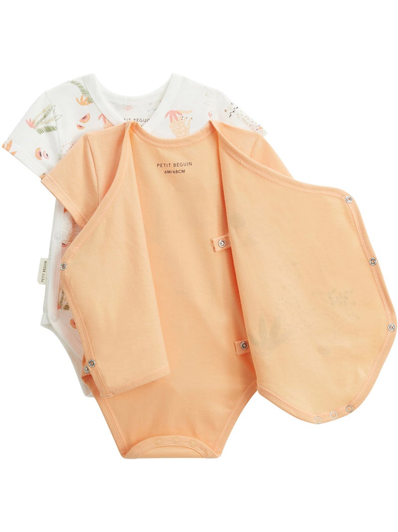 Lot de 2 bodies bébé manches courtes ouverture croisée Sierra Peche - Kiabi