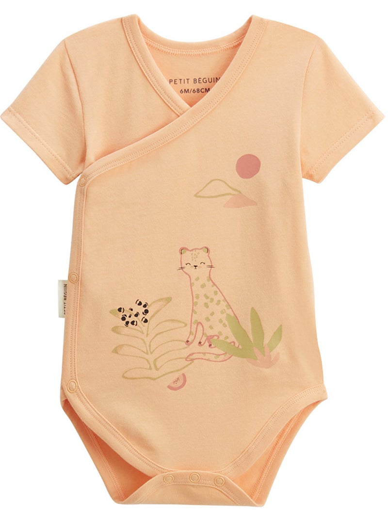 Lot de 2 bodies bébé manches courtes ouverture croisée Sierra Peche - Kiabi