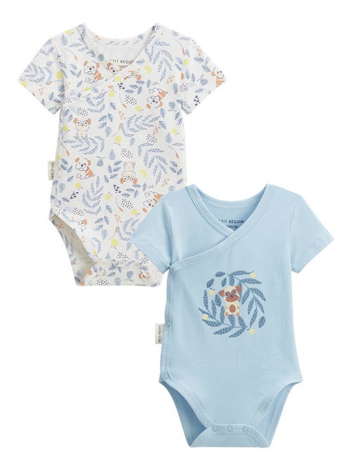 Lot de 2 bodies bébé manches courtes ouverture croisée Zeste d'amour - Kiabi