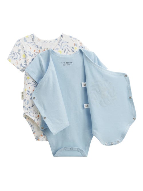 Lot de 2 bodies bébé manches courtes ouverture croisée Zeste d'amour - Kiabi