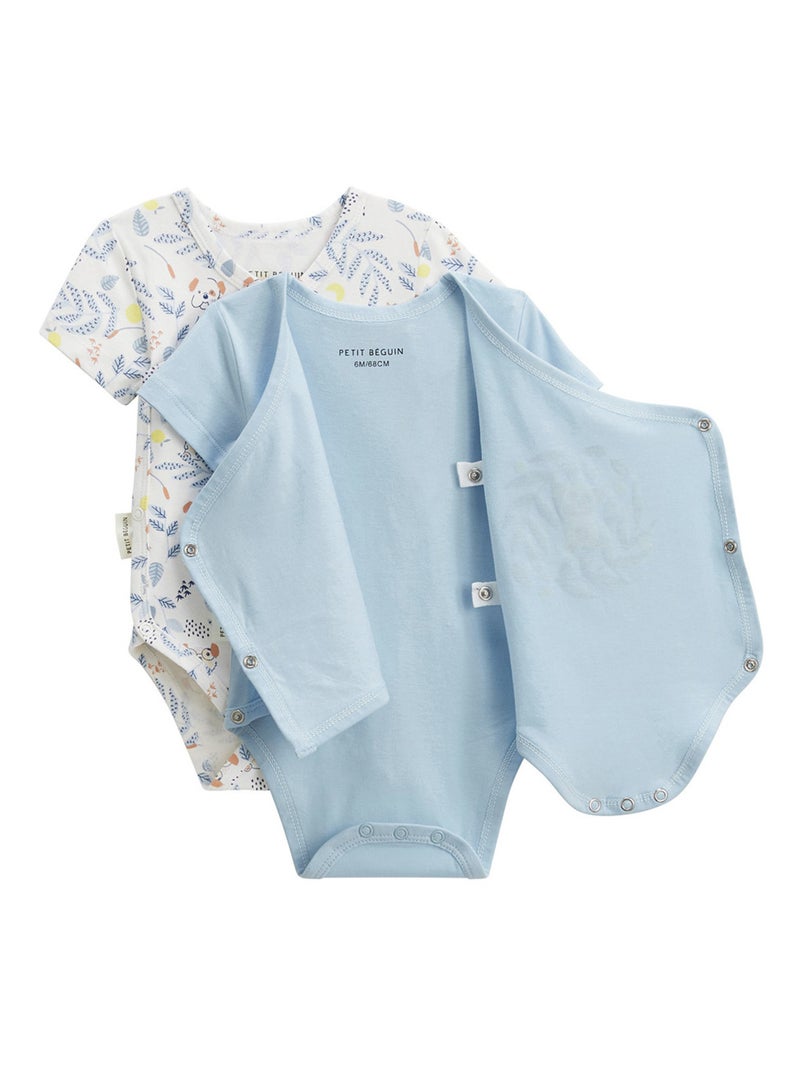 Lot de 2 bodies bébé manches courtes ouverture croisée Zeste d'amour Bleu - Kiabi