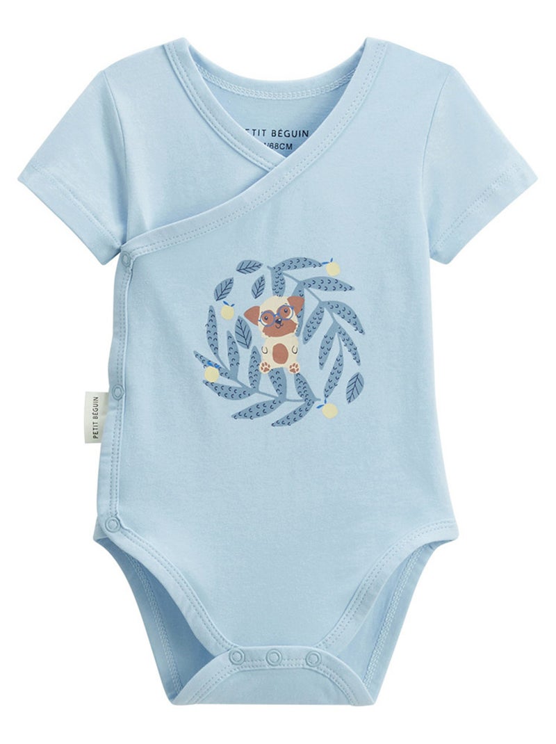 Lot de 2 bodies bébé manches courtes ouverture croisée Zeste d'amour Bleu - Kiabi