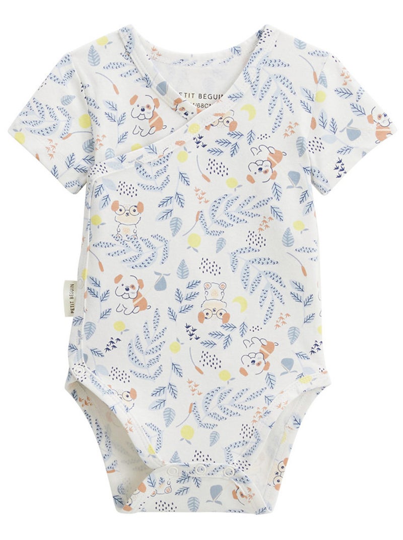 Lot de 2 bodies bébé manches courtes ouverture croisée Zeste d'amour Bleu - Kiabi