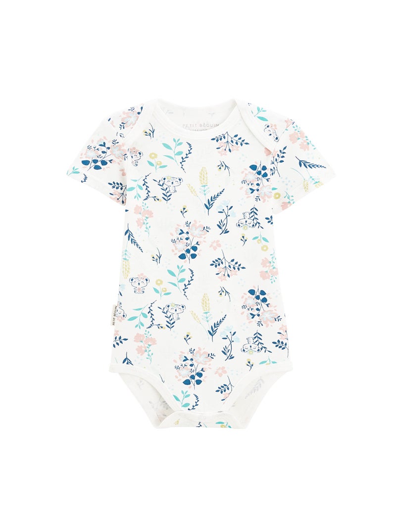 Lot de 2 bodies bébé manches courtes Paradise Flowers Bleu - Kiabi