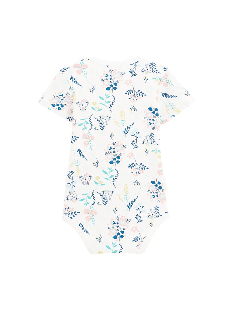 Lot de 2 bodies bébé manches courtes Paradise Flowers Bleu - Kiabi