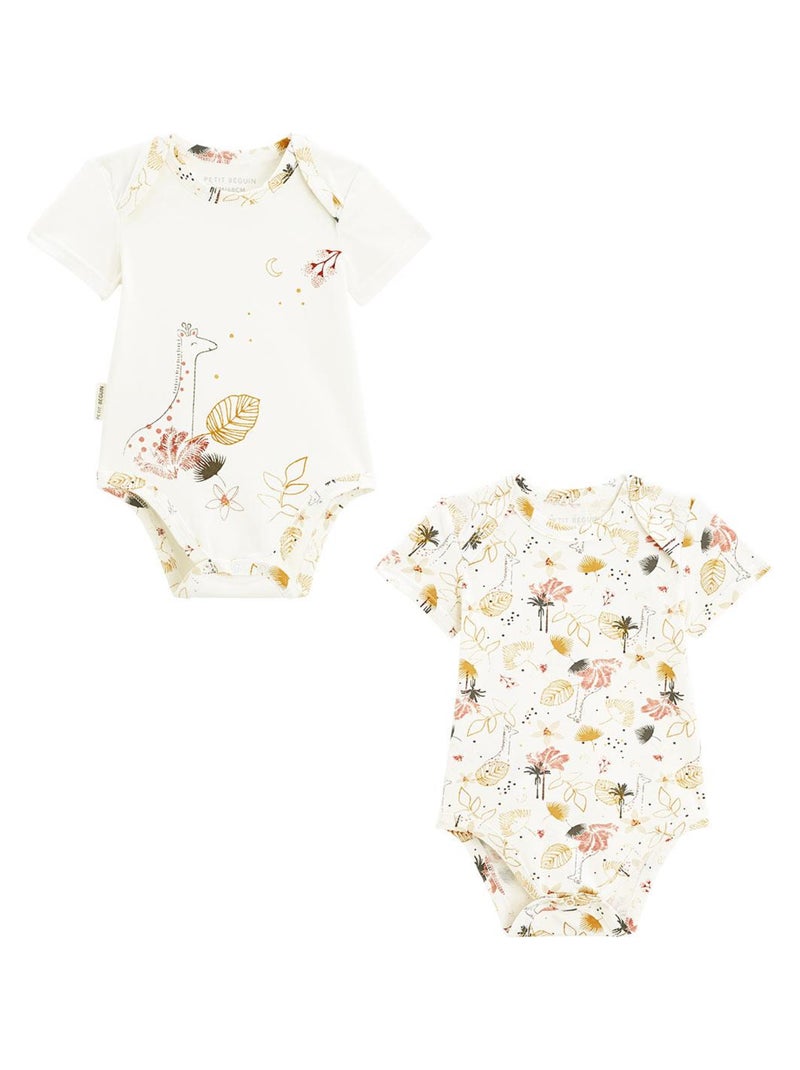 Lot de 2 bodies bébé manches courtes Sahara Ecru - Kiabi