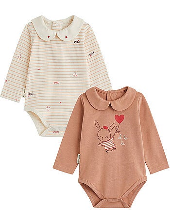 Lot de 2 bodies bébé manches longues aimée