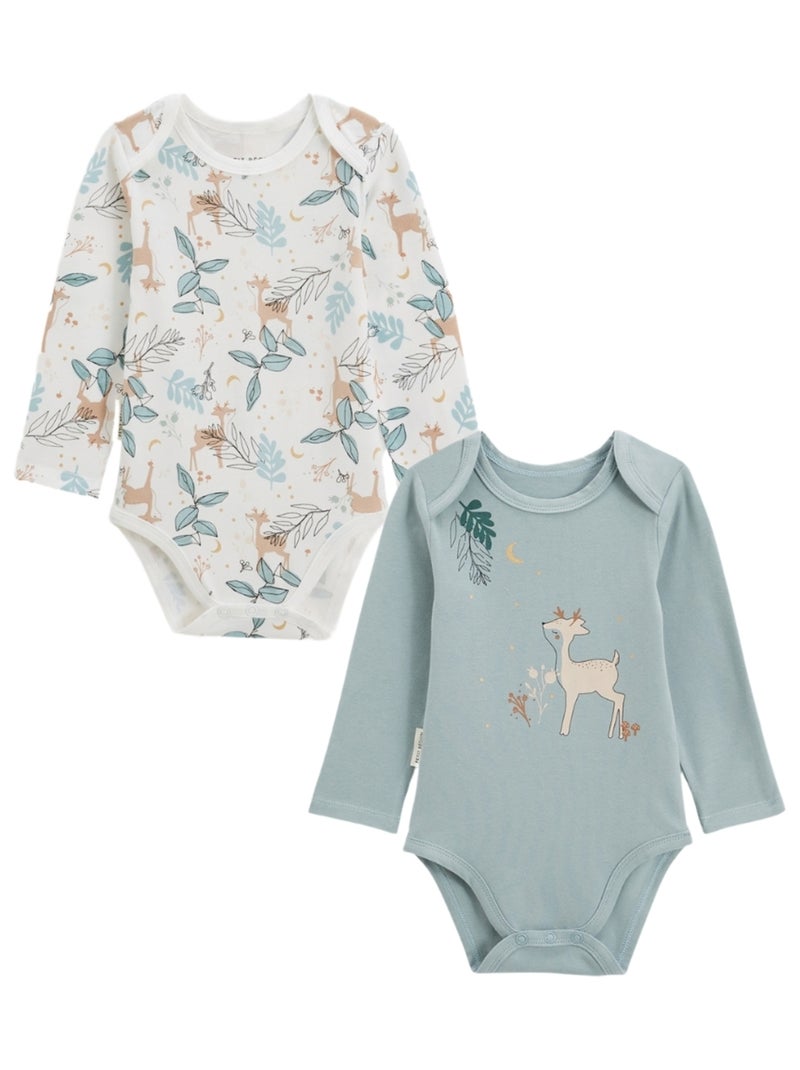 Lot de 2 bodies bébé manches longues Alma Bleu - Kiabi