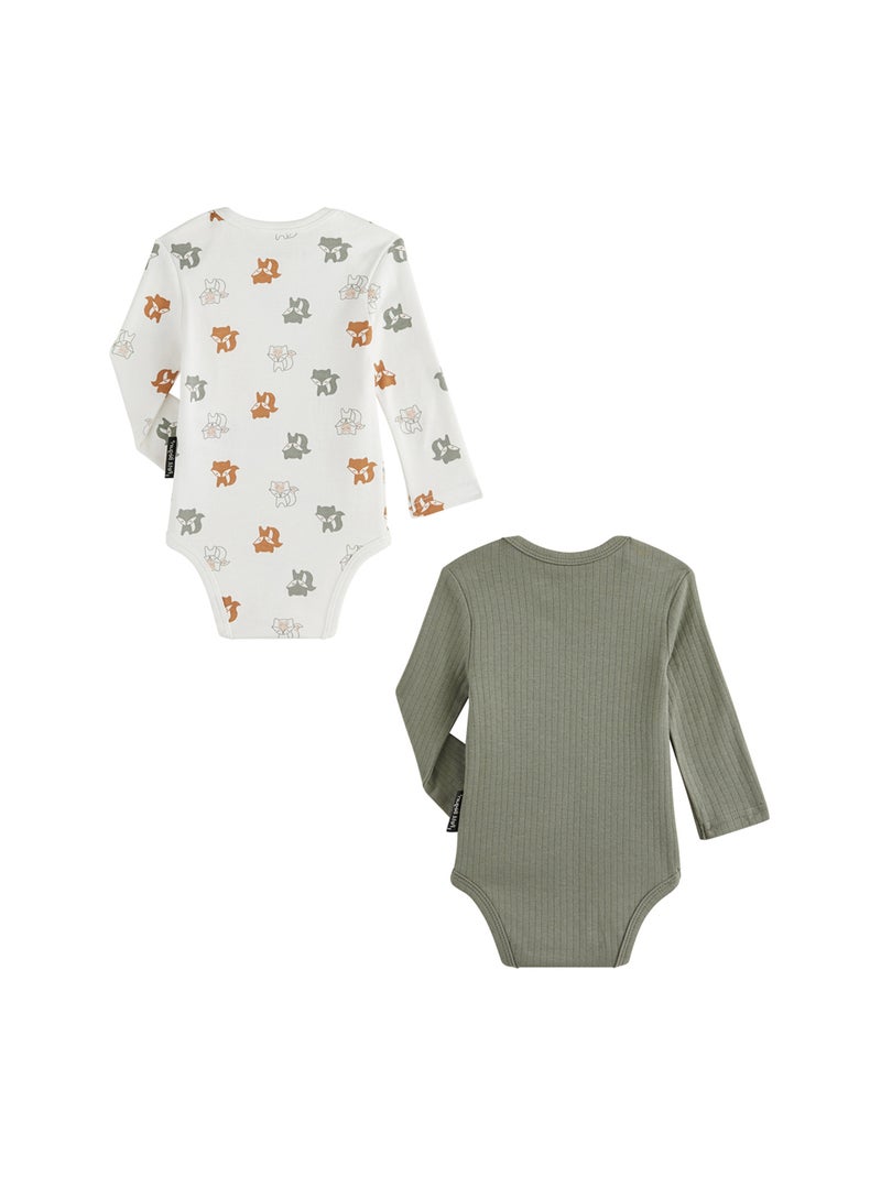 Lot de 2 bodies bébé manches longues Canaille Ecru - Kiabi