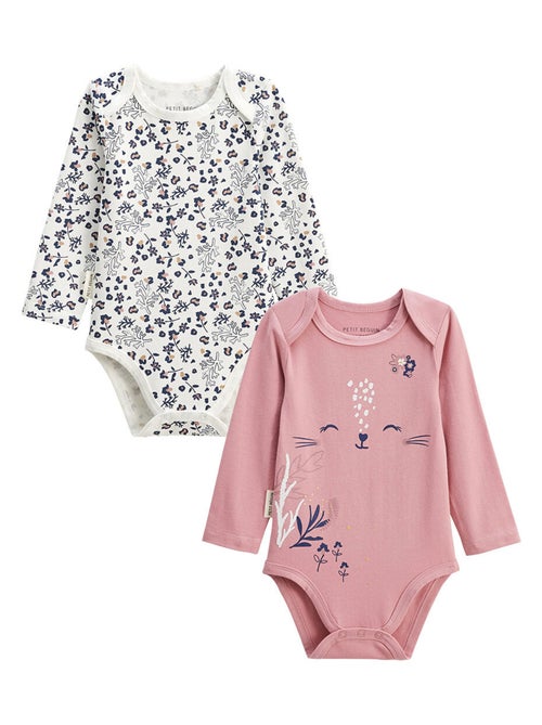Lot de 2 bodies bébé manches longues Céleste - Kiabi