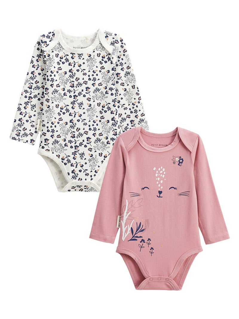 Lot de 2 bodies bébé manches longues Céleste Rose - Kiabi