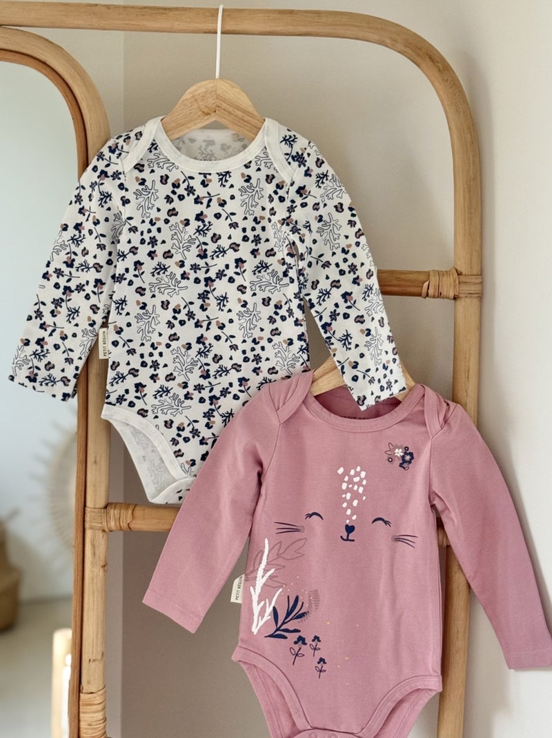 Lot de 2 bodies bébé manches longues Céleste Rose - Kiabi