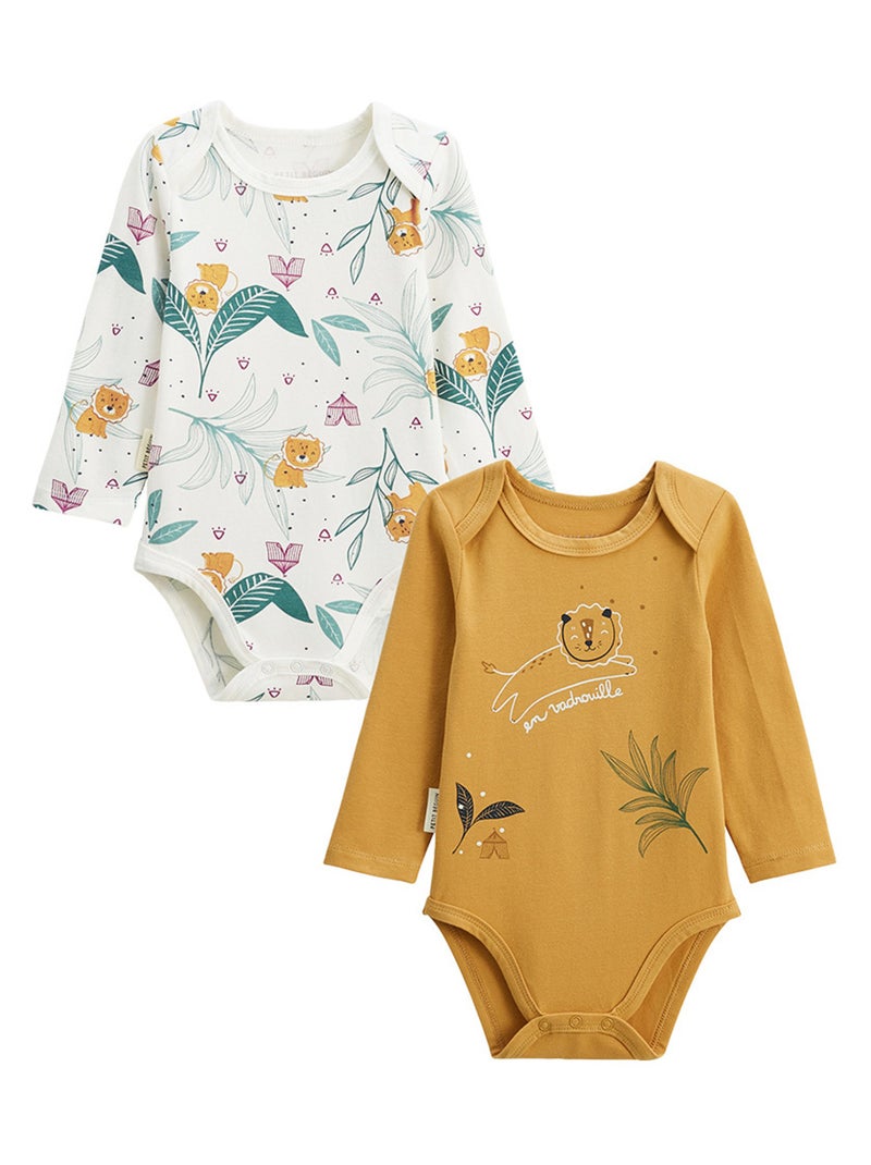 Lot de 2 bodies bébé manches longues Charly Camel - Kiabi
