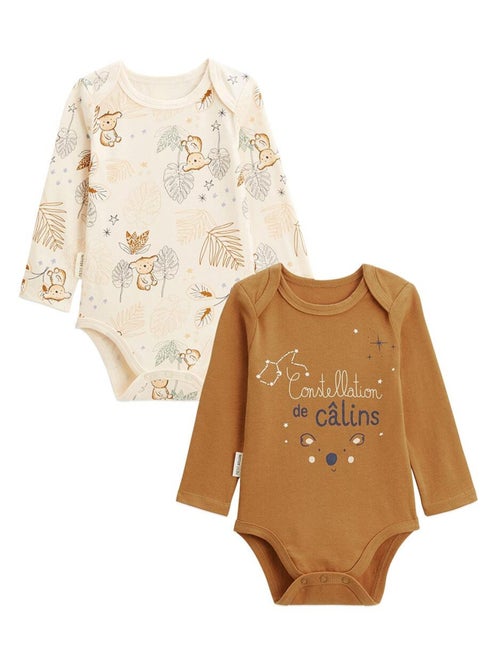 Lot de 2 bodies bébé manches longues Constellation - Kiabi