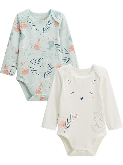 Lot de 2 bodies bébé manches longues Dina - Kiabi