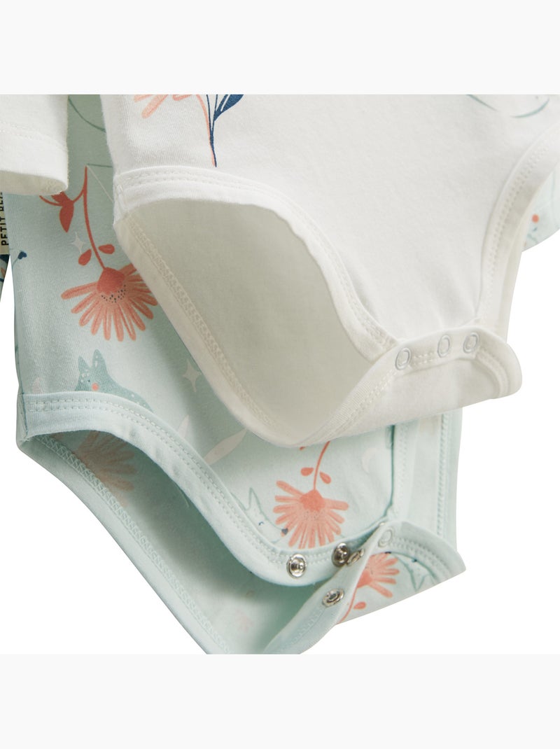 Lot de 2 bodies bébé manches longues Dina Bleu - Kiabi