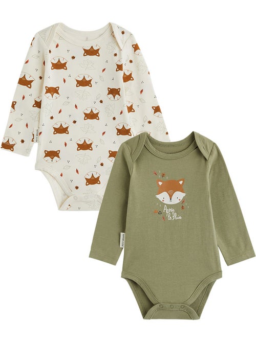 Lot de 2 bodies bébé manches longues Ginkgo - Kiabi Lot de 2 bodies bébé manches longues Ginkgo - Kiabi