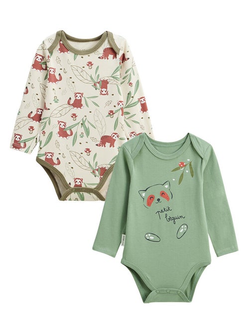 Lot de 2 bodies bébé manches longues Gustin - Kiabi
